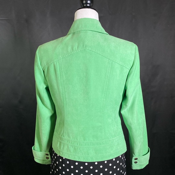Pastel Green Micro Suede Biker Jacket - Picture 5 of 8